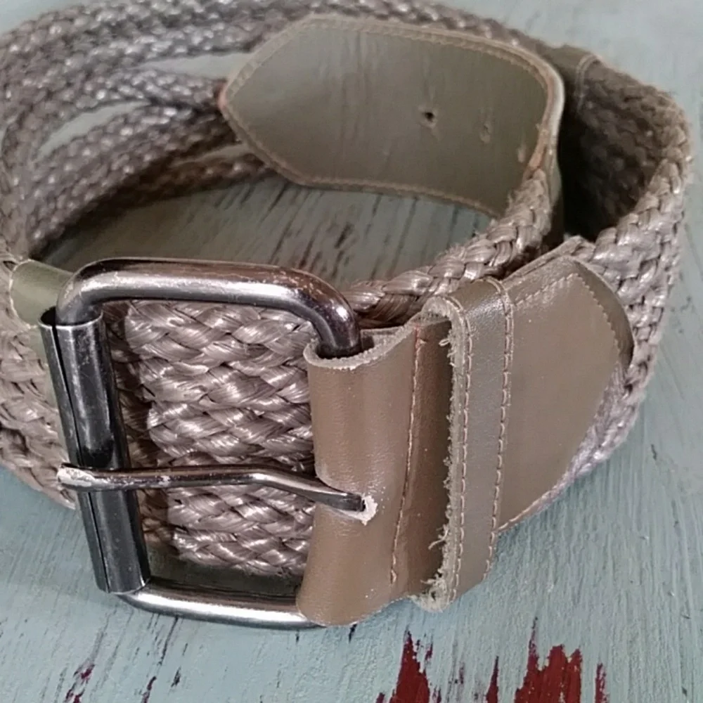 Leather and woven chord belt